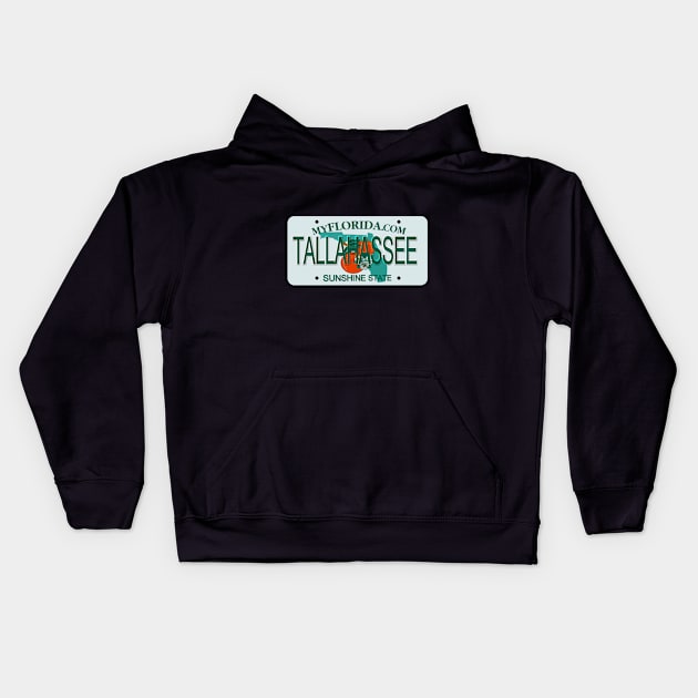 Tallahassee Florida License Plate Kids Hoodie by Mel's Designs